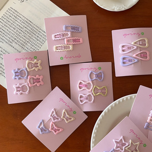 MIO Sweet Hairpins 4 pcs/<span class=keywords><strong>set</strong></span> Opp <span class=keywords><strong>Bag</strong></span> Packing Pink Bowknot Bear <span class=keywords><strong>Hair</strong></span> Side <span class=keywords><strong>Clips</strong></span> for Kids Girls Star BB Clip Butterfly - Product Image 3