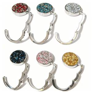 Gantungan Tas Lipat Logam Bulat Berkilau, Tanpa Bekas, untuk Meja, Hadiah Grosir - Product Image 6