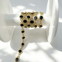 Chaîne à maillons pour la fabrication de bijoux, pour colliers et bracelets DIY, maillons de bijoux en forme de coupelle avec zircone cubique (CZ) de formes variées, multicolores