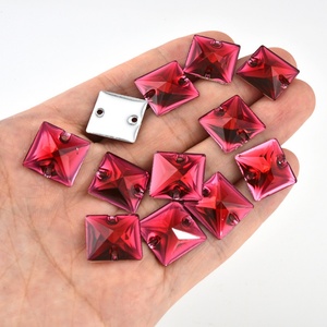 Strass carrés en résine Oleeya, pierres précieuses en vrac, cristaux Strass à dos plat argenté à coudre pour robe de mariée - Product Image 4