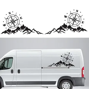 Pegatina <span class=keywords><strong>para</strong></span> <span class=keywords><strong>coche</strong></span>, 2 unidades, gráficos de brújula de aventureros de montaña, decoración <span class=keywords><strong>para</strong></span> RV, caravana, camión, línea de cintura de puerta de camión, calcomanía de vinilo <span class=keywords><strong>para</strong></span> capó, 56*30CM - Product Image 1