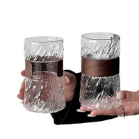 En stock, Tasse à café moderne et simple, sans poignée, sans couvercle, à double paroi, avec couvercle à vis, soufflée à la main, avec manchon soufflé à la main, pour café glacé