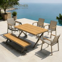 Garden Restaurant Paris Bistro Ensemble de salle à manger en aluminium Hot Style hotel Teslin Mesh Portable Folding Terrace Coffee Dining Arm Chairs