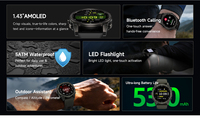 Nouvelle montre connectée robuste pour l'extérieur, écran AMOLED, étanche 5ATM 50M, tracker d'activité, grande autonomie, appels Bluetooth, lampe torche, boussole, magnétique