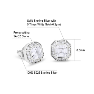 KRKC Bán Buôn 5A Cubic Zirconia 14K Thật Mạ Vàng 925 Sterling Silver Men Kim Cương Stud Earrings Aretes - Product Image 5