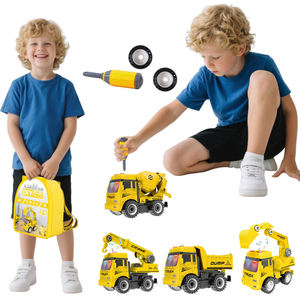 Kit de véhicules d'ingénierie DIY, 4 modèles, camion à assembler par vis et écrous, avec inertie, lumières et sons, jouet à dosser, cadeau pour enfants - Product Image 1