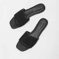 Sandales plates à bout carré en maille respirante personnalisées pour femmes, chaussures d'été décontractées à enfiler – Vente en gros