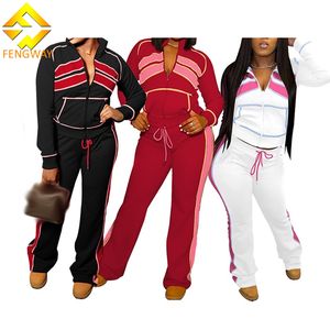 Benutzer definiertes Logo Strick Damen bekleidung Sets 2 Stück Trainings jacke Flare Pant Jogger Trainings anzug Set Lounge wear Damen Trainings anzüge - Product Image 2