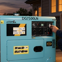Groupe électrogène diesel portable silencieux DG7500LN 6000W, démarrage par clé, monophasé 50/60Hz, alimentation de secours ATS