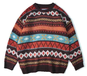 Мужской кашемировый свитер, дизайнерский жаккардовый вязаный винтажный пуловер, свитер для мужчин