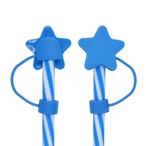 Protège-pailles en silicone personnalisé avec logo, motif étoile 10 mm, réutilisable, manchon décoratif en PVC souple, style dessin animé, chapeau de paille 2D en colle souple - Product Image 4