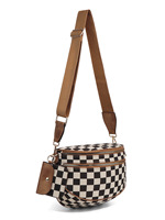 Sac bandoulière à carreaux avec mini-pochette amovible, sac banane à carreaux, vente en gros d'usine, sac à bandoulière à carreaux