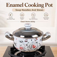 Petite casserole en émail pour bébé, avec double poignée, compatible gaz et induction, pour nouilles et sauces, pour les achats en gros et les cadeaux en B2B