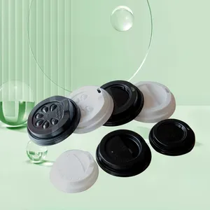 Cubierta de vaso compostable biodegradable respetuosa con el medio ambiente tapa de vaso para llevar 80mm 90mm tapa de plástico desechable para vaso de papel de bebida caliente