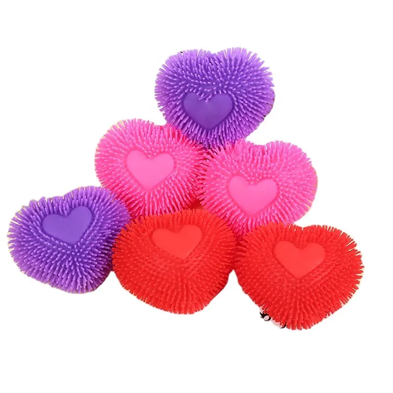 Fabrika yüksek kalite fidget sevimli sevgililer light up flaş TPR yumuşak stres giderici squezze kalp oyuncaklar