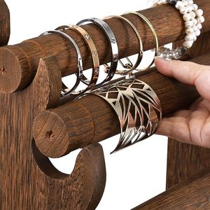 Solid Wood Bracelet Display Rack 4 Layers <b>Desktop</b> Jewelry Organizer Vintage Style Storage <b>Stand</b> - Product Image 4