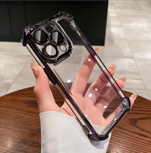 MEILLEURE VENTE Étui transparent plaqué luxe pour <span class=keywords><strong>iPhone</strong></span> 16 15 14 <span class=keywords><strong>13</strong></span> 12 Or Clair Antichoc Air Bag Protection intégrale de l'objectif Coques - Product Image 1