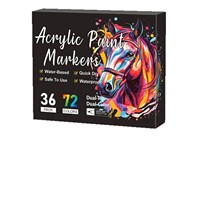 Ensemble de 72 marqueurs d'art acryliques à double pointe fine, écologiques, à base d'eau, pour projets d'art DIY sur roche, pierre, bois, verre