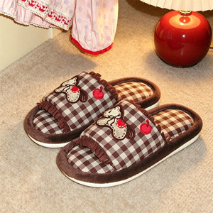 XIXITIAO 2026 Nouvelles pantoufles à motif écossais à une bride <span class=keywords><strong>pour</strong></span> femmes, mignonnes pantoufles de sol en coton avec motif <span class=keywords><strong>chien</strong></span>, antidérapantes, absorbant la transpiration, <span class=keywords><strong>pour</strong></span> la maison - Product Image 1