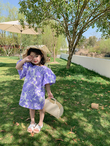 เสื้อผ้าเด็ก 2-6T ปี 2021 ชุดเดรสแขนพองลายดอกไม้สำหรับเด็กผู้หญิง ชุดเดรสเจ้าหญิง - Product Image 5