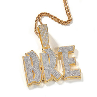 Joyería personalizada de alta calidad-collar con colgante de nombre de letra de dos tonos de doble capa de moda circonita cúbica latón elegante Hiphop