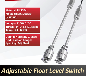 Interrupteur à flotteur de niveau de liquide en acier inoxydable 304, réglable 100-800 mm, à boule simple/double, 0-220 V, -30~120°C, pour réservoirs à haute température - Product Image 4