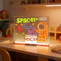 Lampe de nuit LED USB pour enfants avec support en acrylique, tableau de dessin créatif moderne effaçable, tableau mémo, cadeau minimaliste pour la maison