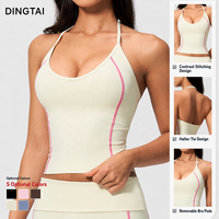 Soutien-gorge de sport Dingtai à blocs de couleur, réglable, à col halter, rembourré, sans armatures, pour femme, débardeur de yoga, fitness, entraînement, maintien léger