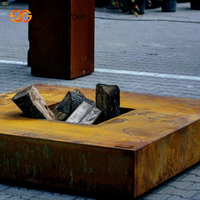 Table de foyer extérieur en acier Corten à bois, design écologique, certifiée CE, avec pique-flammes inclus