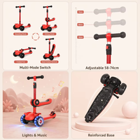 Trottinette Électronique Pliable Moderne pour Enfants, Garçons et Filles, avec Plateforme Extra Large, 3 Roues Lumineuses, Siège Inclus, pour les 3-12 Ans