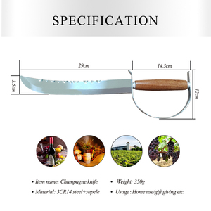 Cuchillo de Acero Inoxidable de Lujo con Mango de Madera, Diseño Ecológico Ambidiestro, Hoja de 29 cm, <span class=keywords><strong>Acabado</strong></span> de Alto Brillo - Product Image 6
