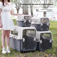 Cage de transport pour animaux de compagnie en plastique, portable, pour chat et chien, pour les voyages, vente en gros, convient aux chiens de petite, moyenne et grande taille, conforme à la norme IATA pour le transport aérien