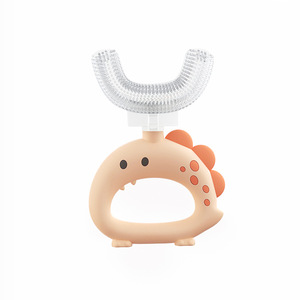 Brosse à dents en silicone en forme <span class=keywords><strong>de</strong></span> U pour enfants, à poils souples, durable et anti-poussière, avec distributeur <span class=keywords><strong>de</strong></span> <span class=keywords><strong>bain</strong></span> pour l'hygiène buccale des bébés - Product Image 1