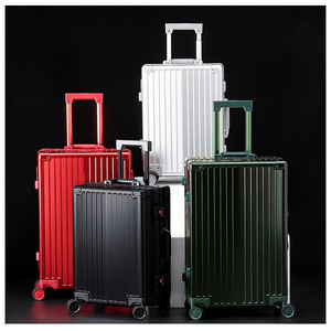 24 Inch Aluminum Frame <b>Suitcase</b> With Trolley Universal Wheels Shockproof Combination <b>Lock</b> Solid Color Durable Travel Luggage - Product Image 2