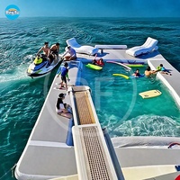 Yacht gonflable personnalisé, radeau flottant, quai, piscine gonflable, bateau flottant océanique, piscine de natation en mer avec filet