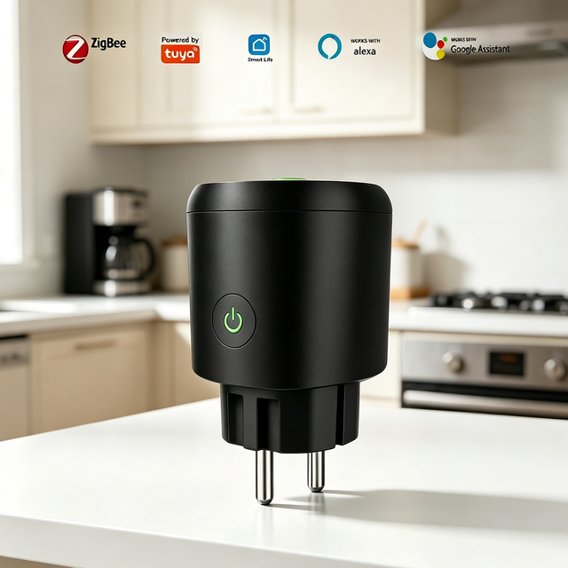 Factory EU Zigbee 3.0 Smart Plug Tuya Smart Socket with Alexa Google Home Voice Control OEM Custom Logo Packaging