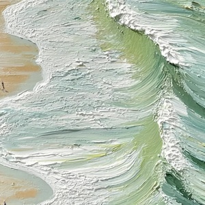 Sérénade de la côte : Peinture à l'huile texturée impasto, abstraite sur toile, peinte à la main, esthétique contemporaine, format surdimensionné - Product Image 2