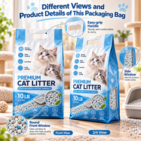 Sac à litière pour chat personnalisé avec soufflet latéral, pochette d'emballage transparente en feuille d'aluminium de 10 lb avec fenêtre et poignée thermoscellée