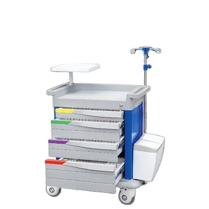 Troli Medis C-036A-14500 Peralatan Rumah Sakit Gerobak Darurat dengan Rak <span class=keywords><strong>Defibrillator</strong></span> Laci Bahan Logam dan Plastik - Product Image 1