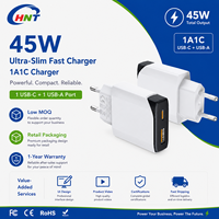 Adaptateur secteur portable ultra-fin HNT à charge rapide PD 45W avec prise UE, USB-A + Type-C, protection SCP pour iPhone Samsung – Meilleures ventes