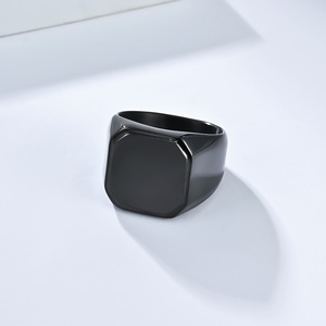 Men's Geometric Stainless Steel <b>Ring</b> Gold Black Silver Square Fashion Jewelry Gift Occasion K-R1023 - Product Image 4