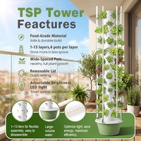 Tour de culture hydroponique verticale Tru-Spring TSP-L13-LED à 13 niveaux avec lampe de culture et pompe anti-UV pour jardin intérieur/extérieur sans sol