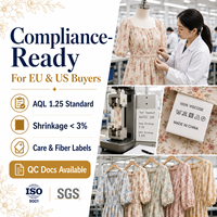 Spécialiste des robes florales, bibliothèque d'impressions interne, norme AQL 1.25, contrôle qualité |   Robe midi à manches bouffantes personnalisée OEM/ODM pour les marques de boutiques