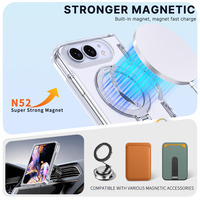 Étui magnétique pliable effet seconde peau avec anneau rotatif à 360° et charnière à rebond automatique, antichoc pour iPhone Duo 18 Fold, protection intégrale