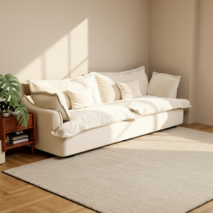 Divano in Stile Nordico <span class=keywords><strong>Giapponese</strong></span> in Tessuto <span class=keywords><strong>di</strong></span> Lino Bianco, Singolo, Doppio, Triplo, con Rivestimento Rimovibile e Lavabile - Product Image 2