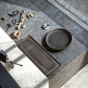 ถาดชาสไตล์ญี่ปันดี (Japandi) ทำจากเซรามิกหยาบ งานแฮนด์เมด เป็นมิตรกับสิ่งแวดล้อม สไตล์เรโทร จานรองชา พอร์ซเลน มินิมอล สำหรับใส่น้ำหรือของแห้ง - Product Image 4