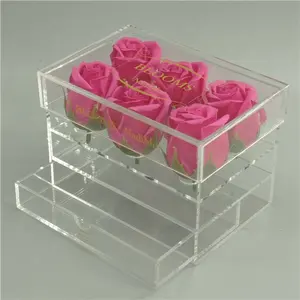 Beste Prijs Acryl Vierkante Rose Display Box, Bloem Display Box, Clear Rose Doos