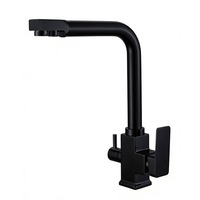 Robinet monocommande moderne et contemporain avec douchette latérale, monotrou, en laiton noir, avec système de débit contrôlé et cartouche céramique |   Luxe