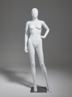 Maniquí Femenino de Cuerpo Completo en Plástico PP Sostenible, Blanco Brillante, para Exhibición de Ropa de Moda