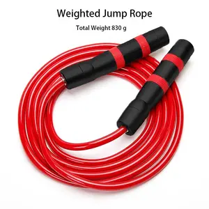 Corda per saltare ponderata campione gratuito per allenamento Muay Thai maniglie in alluminio Jumprope corda per saltare con cavo in PVC di lunghezza regolabile